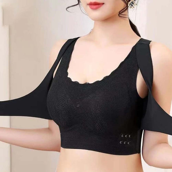 Lace Bralette for Women, Comfort Wireless Deep V Full Coverage Front Crossover Sport , Push Up