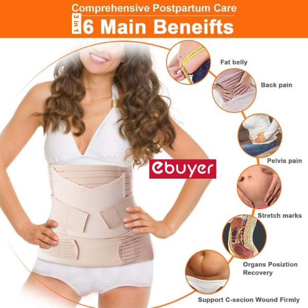2 in 1 Postpartum Support Recovery Belly Wrap Waist Trainer Postnatal Shapewear/Slimming Belt